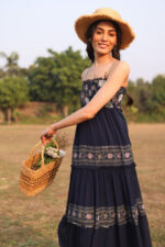 Navy Gardenia Cutwork Dress - Image 3