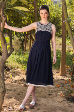 Navy Gardenia Cutwork Dress - Image 2
